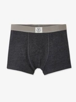 Lot De 5 Boxers Garçon BASICS - Lot Gris Chiné Rayé -PETIT BATEAU Soldes Magasin lot de 5 boxers garcon basics 2
