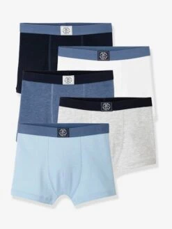 Lot De 5 Boxers Garçon BASICS - Bleu Clair