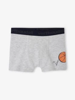 Lot De 5 Boxers Stretch Basket Garçon En Coton Bio - Gris Chiné -PETIT BATEAU Soldes Magasin lot de 5 boxers stretch basket garcon en coton bio 2