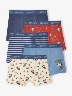 Lot De 5 Boxers Stretch Chien Garçon - Bleu Grisé