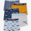 Lot De 5 Boxers Stretch Garçon Baleines - Lot Bleu -PETIT BATEAU Soldes Magasin lot de 5 boxers stretch garcon baleines