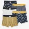 Lot De 5 Boxers Stretch Garçon Dino - Lot 5 -PETIT BATEAU Soldes Magasin lot de 5 boxers stretch garcon dino