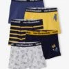 Lot De 5 Boxers Stretch Garçon Monstres - Lot Marine -PETIT BATEAU Soldes Magasin lot de 5 boxers stretch garcon monstres