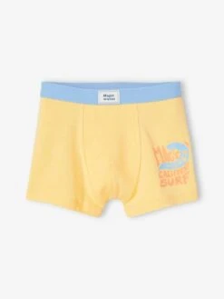 Lot De 5 Boxers Stretch Garçon "surf" - Jaune Pâle -PETIT BATEAU Soldes Magasin lot de 5 boxers stretch garcon surf 3