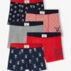 Lot De 5 Boxers Stretch "pirates" Garçon - Lot Marine Et Rouge -PETIT BATEAU Soldes Magasin lot de 5 boxers stretch pirates garcon