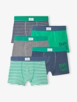 Lot De 5 Boxers Stretch Skate Garçon - Vert