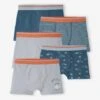 Lot De 5 Boxers Stretch Yéti Garçon - Bleu Grisé -PETIT BATEAU Soldes Magasin lot de 5 boxers stretch yeti garcon