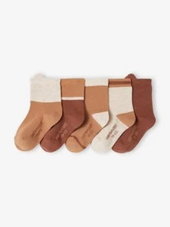 Lot De 5 Paires De Chaussettes Bébé Colorblock - Noisette