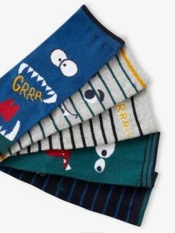 Lot De 5 Paires De Chaussettes "monstres" Garçon - Bleu -PETIT BATEAU Soldes Magasin lot de 5 paires de chaussettes monstres garcon 5