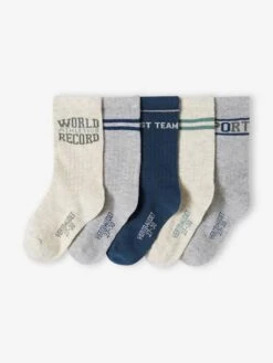 Lot De 5 Paires De Chaussettes Sport Garçon - Blanc Chiné