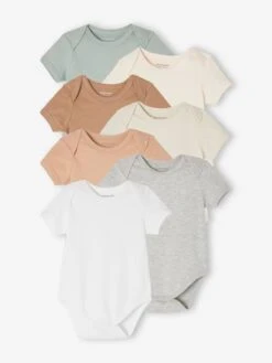 Lot De 7 Bodies Manches Courtes Emmanchure US Bébé BASICS - Multicolore