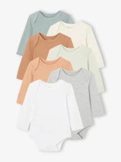 Lot De 7 Bodies Manches Longues Ouverture US Bébé BASICS - Multicolore