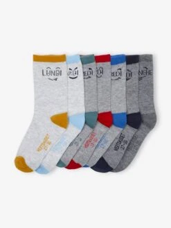 Lot De 7 Paires De Chaussettes Semainier Fun - Gris Chiné