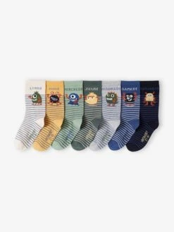 Lot De 7 Paires De Chaussettes Semainier Garçon Monstres - Vert