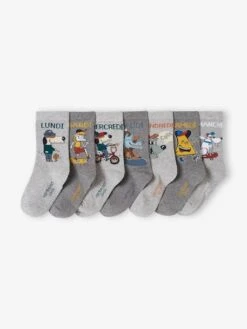 Lot De 7 Paires De Chaussettes Semainier "mascottes" Garçon - Gris Chiné