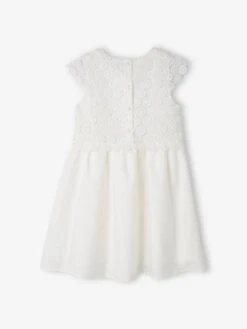Robe De Cérémonie Effet 2 En 1 Superposition En Macramé Fille - Ivoire -PETIT BATEAU Soldes Magasin robe de ceremonie effet 2 en 1 superposition en macrame fille 2