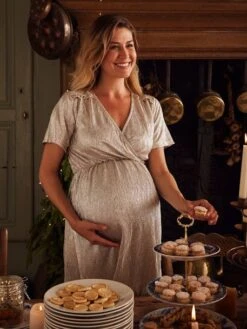 Robe Irisée Cache-coeur Grossesse Et Allaitement - Beige Irisé -PETIT BATEAU Soldes Magasin robe irisee cache coeur grossesse et allaitement 2